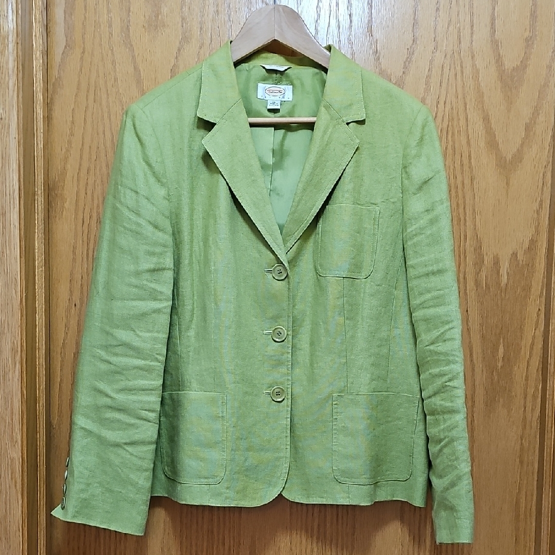 Talbots Light Green Irish Linen Blazer Lightweight Structured Design